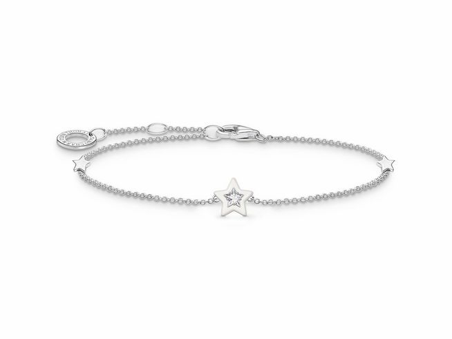 Thomas Sabo Armband A2136-041-14-L19V - Silber & Emaille & Zirkonia - Weiß - Stern leuchtend - 16 - 19 cm