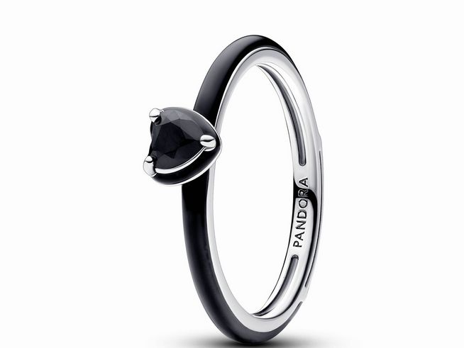 Pandora Me 193088C01-50 - Schwarzes Chakra Herz - Ring - Sterling Silber - handg. Kristall Schwarz - Gr. 50