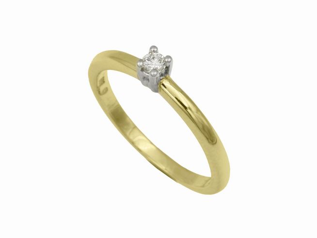 Ring - elegant - Gelbgold + Weißgold 585 bicolor - Diamant 0,10 ct w-si - Gr. 56