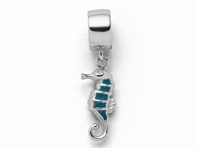 DUR Schmuck F279 - Sterling Silber Charm Seepferd Blauer Steinsand - Steinsand -