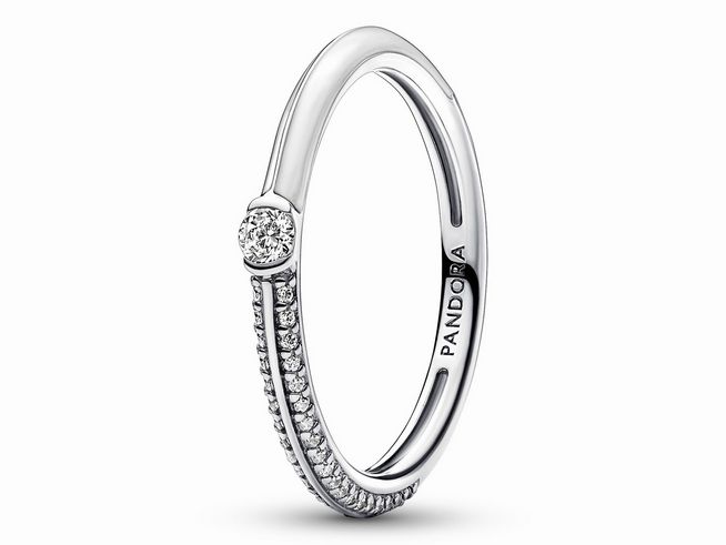 Pandora ME 192528C02-48 Pavé & Weißer Doppelring - Gr. 48 - Sterling Silber