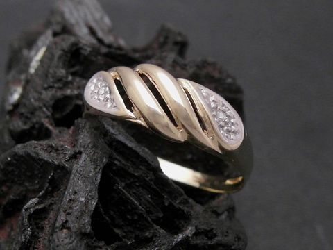 Gold Ring - imposant - Gold 585 bicolor - Diamant - Goldring - Gr. 57