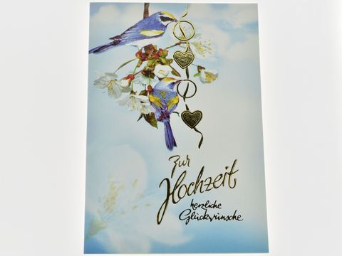 Hochzeitskarte - Vögel auf Blumenzweig