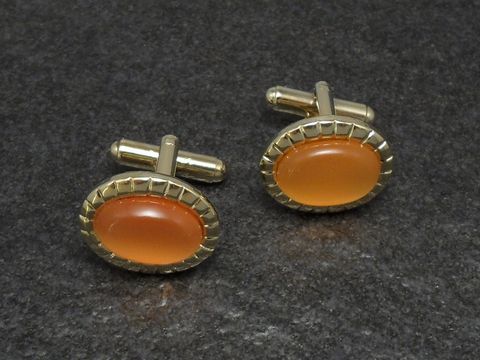 Manschettenknöpfe - ORANGE - DESIGN - 18,6 mm - goldfarben