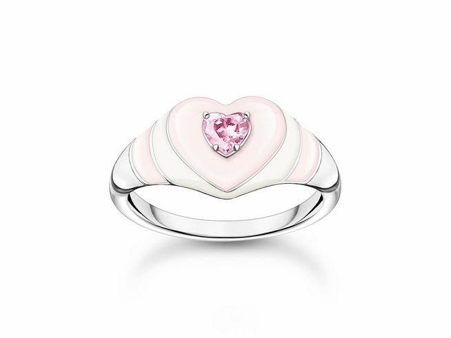 Thomas Sabo TR2435-041-9-50 Ring - Silber + Emaille + Zirkonia - pink - Herz - Gr. 50