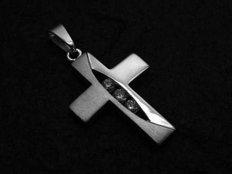 Anhänger Kreuz - 925 Sterling Silber - Zirkonia