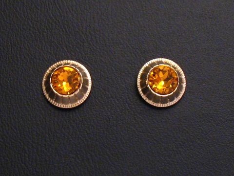 Ohrringe - orange facettiert - Gold Ohrstecker