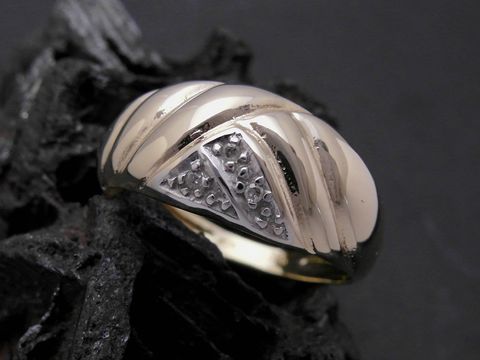 Gold Ring - mondän - Gold 585 bicolor - Diamant - Goldring - Gr. 57