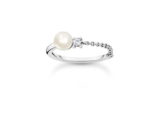 Thomas Sabo Charming Ring TR2369-167-14-48 Sterling Silber + Perle + Zirkonia - weiß - Gr. 48