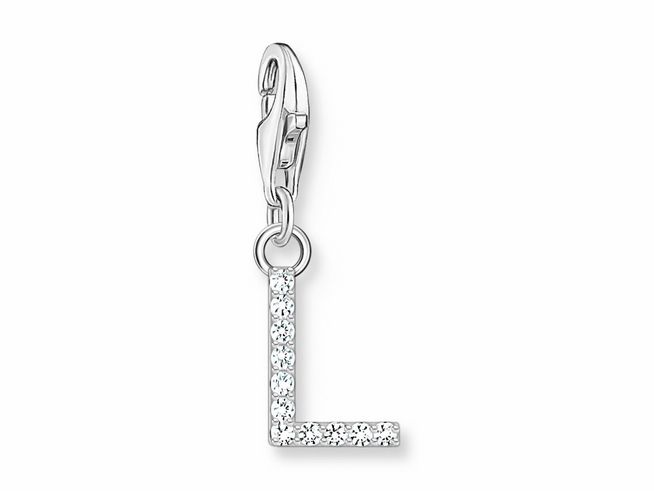 Thomas Sabo 1940-051-14 Charm-Anhänger - funkelnder Buchstabe L - Silber & Zirkonia - Weiß