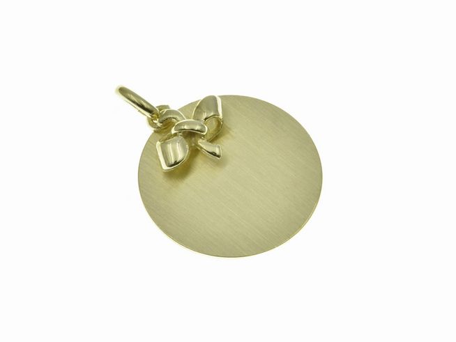 Echter Gold Anhänger 333 20x18 mm -runde Gravurplatte-