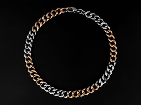 Weiß- und Roségold Armband - Panzer bicolor - xx cm - 585 Gold