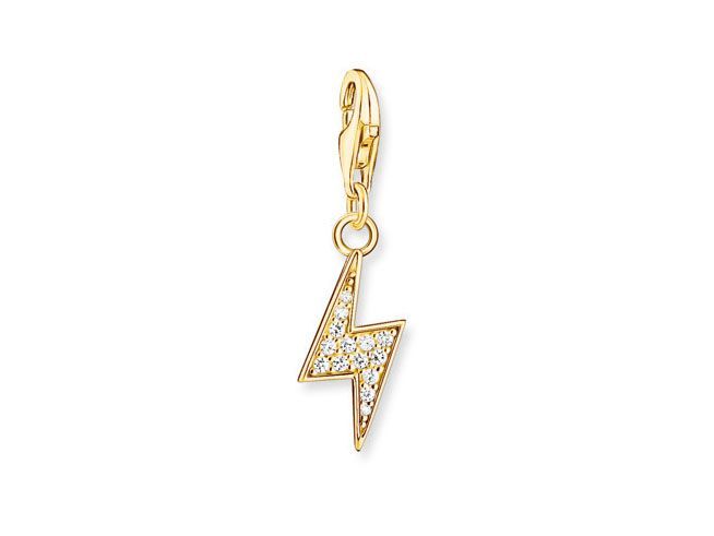 Thomas Sabo Charm-Anhänger - Blitz 1882-414-14 - Sterling Silber vergoldet Gelbgold - Zirkonia - weiß