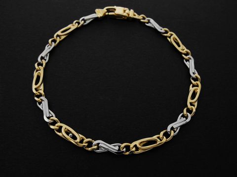 Armband Designmuster - 4 x 1,8 mm - Gold 750 bicolor - 19 cm