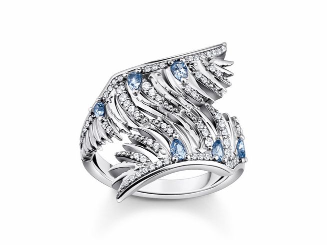 Thomas Sabo TR2409-644-1-48 - Ring - Sterling Silber - geschwärzt + syn. Spinell + Zirkonia - Phönix Flügel - Gr. 48