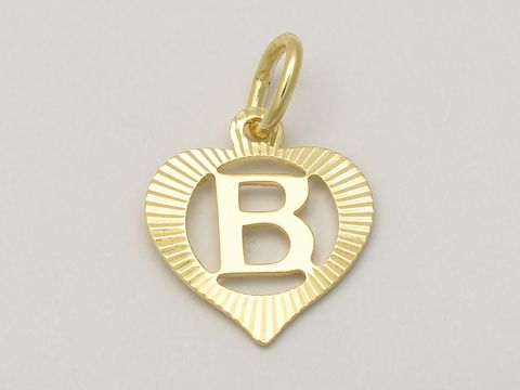 Herz Buchstabe B - Gold Anhänger - 333 Gold - diamantiert