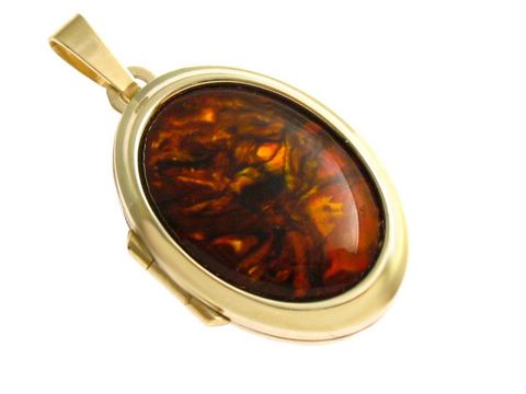 Perlmutt Cabochon - Gold 333 Medaillon - bronze