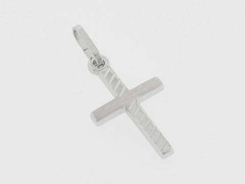 Kreuz Silber Anhänger - modern - teilmattiert - rhod. - diamantiert