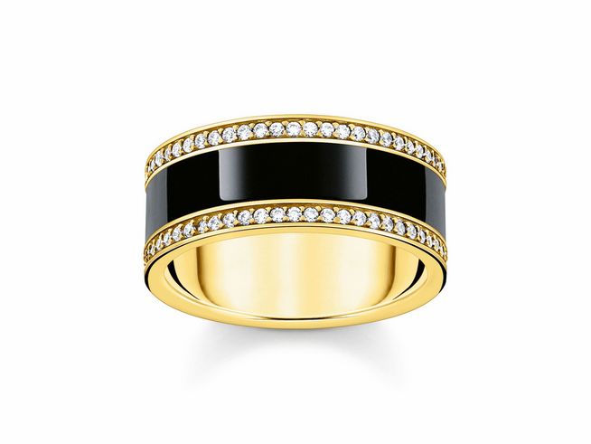 Thomas Sabo Ring TR2446-565-11-48 - Silber verg. & Emaille & Zirkonia - Schwarz - Gr. 48