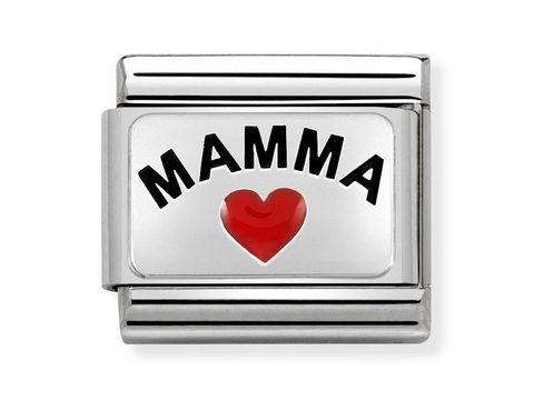 Nomination Classic SILVER 330208 34 - MAMMA mit Herz - Emaille