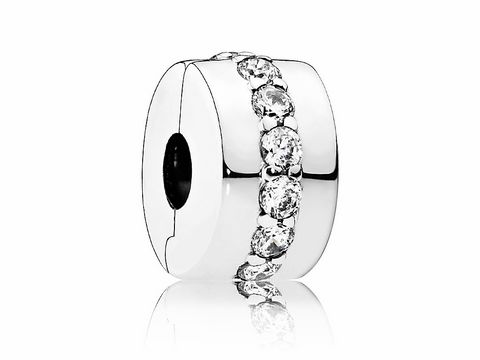 PANDORA - 791972CZ Glänzendes Band - Silber Charm Clip - Zirkonia