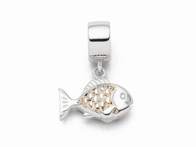 DUR Schmuck F296 - Sterling Silber Charm Fisch Strandsand - Strandsand -