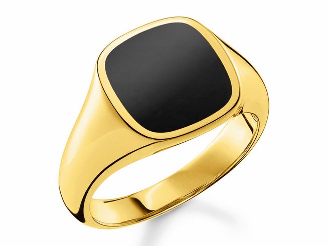 Thomas Sabo Ring TR2332-177-11-56 Sterling Silber - vergoldet Gelbgold + Onyx schwarz - Gr. 56