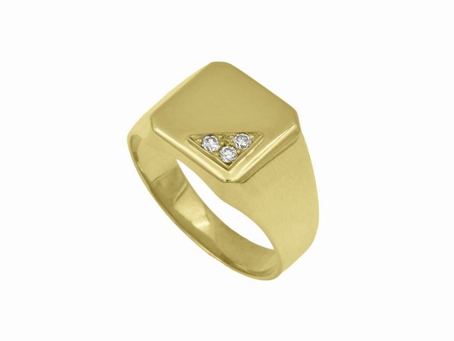 Gelbgold Ring - zeitlos - Gelbgold 585 - Diamant 0,10 ct w-piqué - Gr. 68