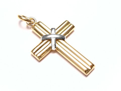 Elegantes und modernes Gold 585 Kreuz - bicolor