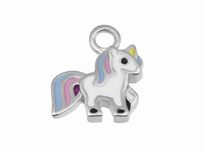 Einhänger 1 Stück Rechts für Creolen Einhorn - Sterling Silber - rhodiniert