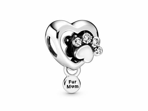 Pandora Passions - Charm - Funkelnder Pfotenabdruck & Herzanhänger - Silber - 798873C01