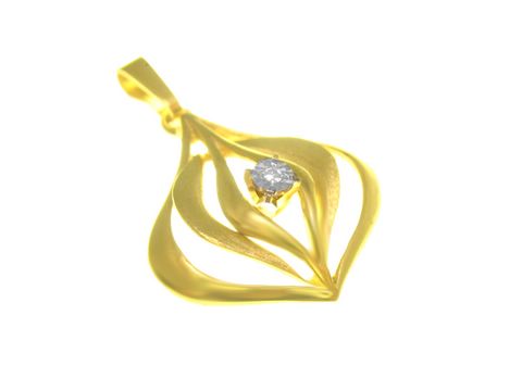 Gold Anhänger - Gold 585 + Diamant 0,005 ct - BICOLOR