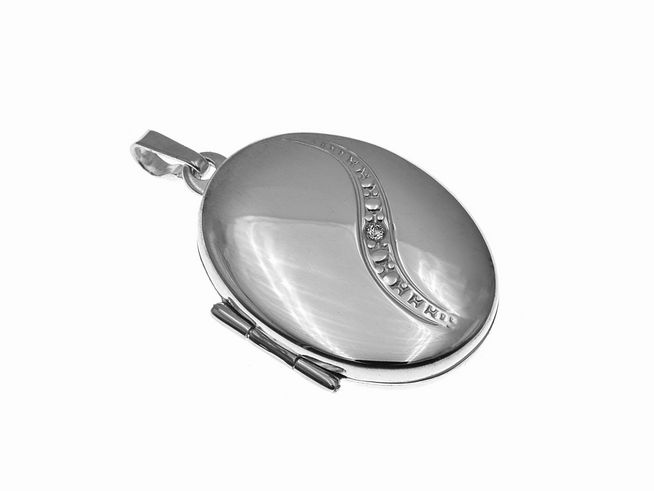 Medaillon oval - Sterling Silber - Zirkonia - Sterling Silber