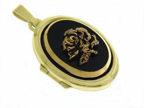 Rose - Medaillon mit Cabochon - Gold 585