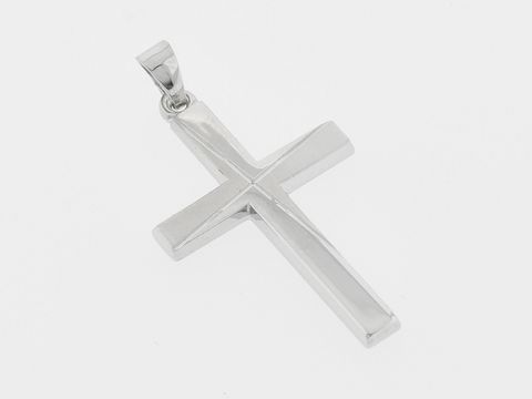 Kreuz Silber Anhänger - modernes Design - teilmattiert - diamantiert