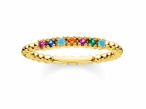 Thomas Sabo - TR2323-488-7-52 - Ring Gr. 52 - Silber - Gelbgold - glass-ceramic stone - synthetic corundum - Zirkonia - Bunt