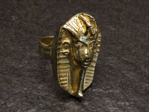 Sphinx Ring verstellbar - Silber vergoldet - kunstvoll