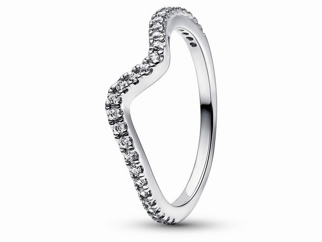 Pandora Ring 192539C01-58 - Funkelnder Wellenring - Silber - Zirkonia - Gr. 58