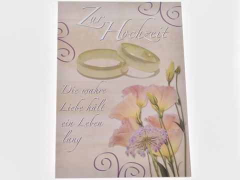 Hochzeitskarte - Karte in rose mit Trauringen