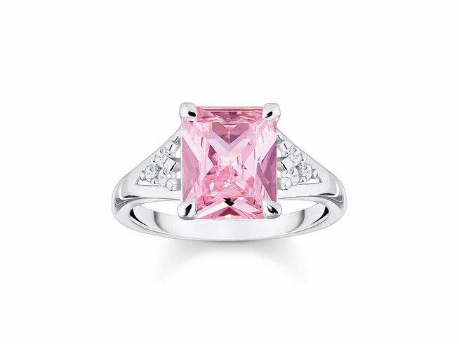 Thomas Sabo TR2362-051-9-58 Ring - Silber + Zirkonia - pink - Oktagon - Gr. 58