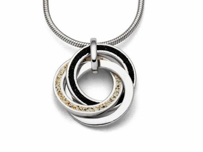 DUR Schmuck P3135 - Sterling Silber Anhänger Marina 2.0 - Strandsand + Lavasand -