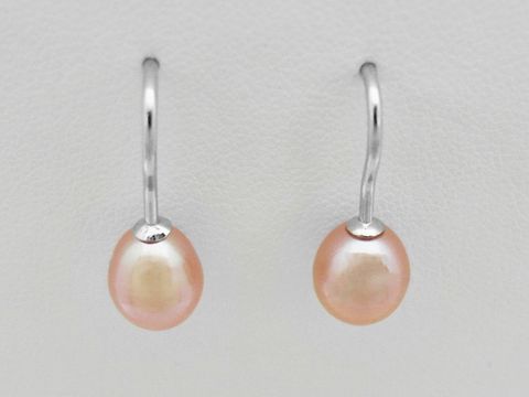 Ohrhaken Ohrring mit Zuchtperle 8mm Perlenohrring LACHS