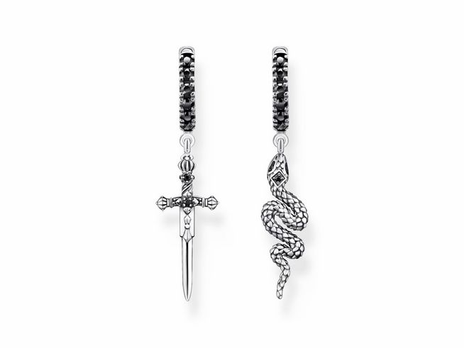 Thomas Sabo CR713-643-11 - Creolen - Sterling Silber - geschwärzt + Zirkonia - Schwert + Schlange