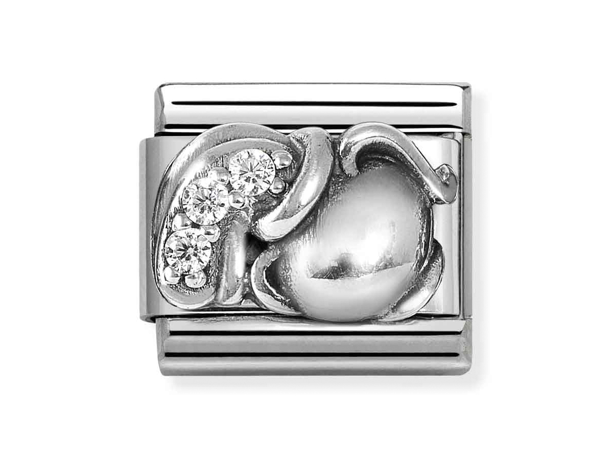 Wassermann Charm aus Sterling Silber mit Zirkonia, originelle und glänzende Ausführung, passend zur Nomination Kollektion Classic Silber, Hersteller Nomination, ideal für modebewusste Träger.