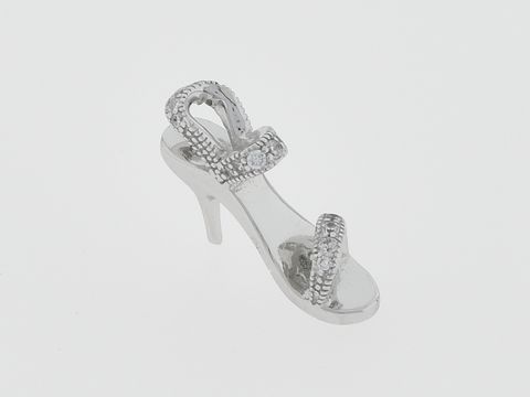 Silber Anhänger - High Heel Damenschuh - Silber - sexy - Zirkonia klar