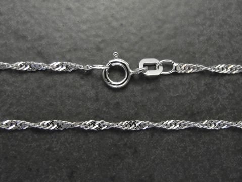 36 cm Sterling Silber rhod. Kordelkette - Singapurkette - 1,8 mm - diamantiert