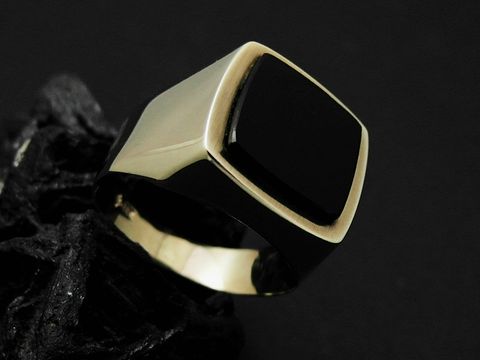 Gold Ring - Viereckig - Goldring - prachtvoll - Onyx - Gr. 65