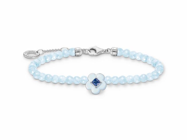 Thomas Sabo A2094-496-1-L19v Armband - Silber + Emaille + Glas-Keramik Stein - blau - Blumen - 16 - 19 cm