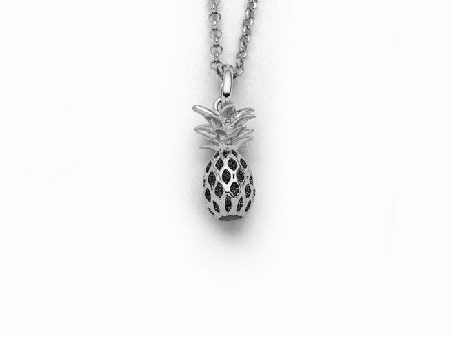 DUR Schmuck K2687 - Sterling Silber Kette Ananas Lavasand - Lavasand - 42 cm