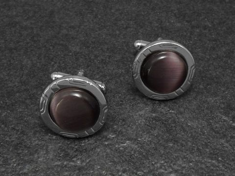 Manschettenknöpfe - LILA - DESIGN - 19,6 mm - silberfarben